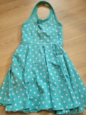 Polarn O. Pyret Aqua/Turquoise Polka Dot Halter Dress